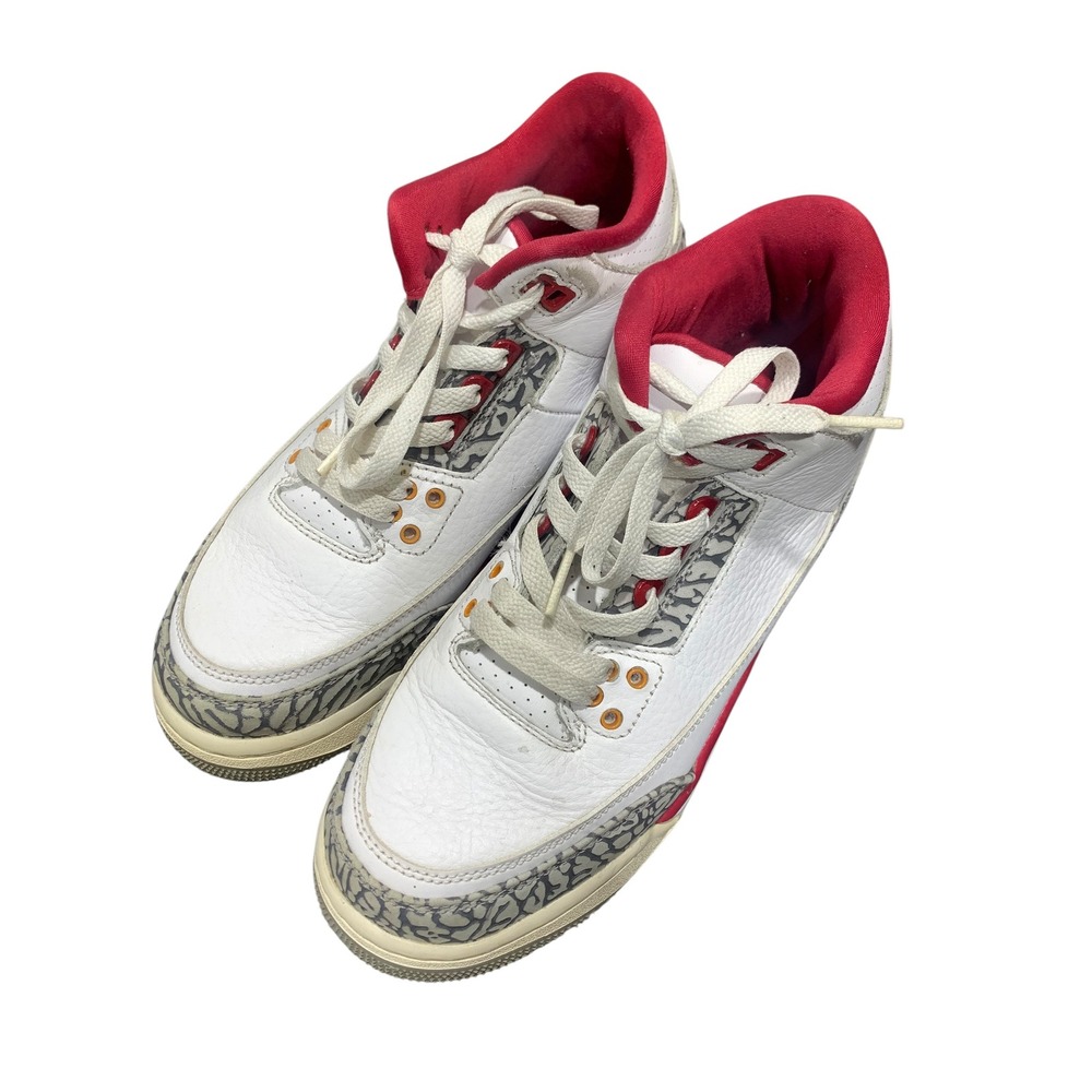 Air Jordan 3 Retro Cardinal Red White Elephant Print 398614-126 Kids Size 7Y